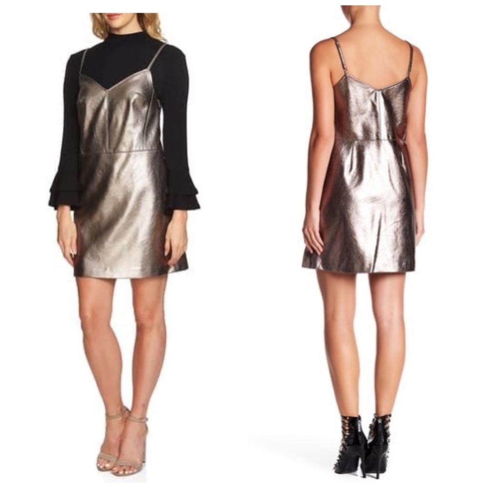 1. State metallic faux leather slip dress